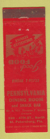 Matchbook Cover - Pennsylvania Dining Room St Petersburg FL