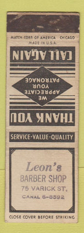 Matchbook Cover - Leon's Barber Shop New York City? STAMPED