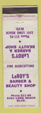 Matchbook Cover - LeRoy's Barber Beauty Shop Long Beach? CA