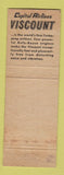 Matchbook Cover - Capital Airlines Viscount Rolls Royce Engines