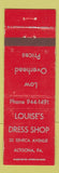 Matchbook Cover - Louise's Dress Shop Altoona PA WEAR