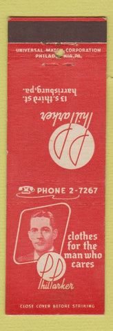 Matchbook Cover - Phil Parker Men's Clothes Harrisburg PA