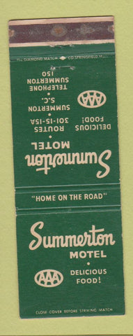Matchbook Cover - Summerton Motel SC