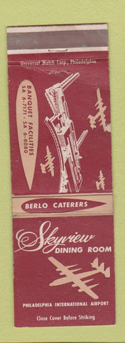 Matchbook Cover - Berlo Caterers Skyview Dining Room Philadelphia PA Airport