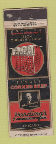 Matchbook Cover - Harding's Restaurant John Harding Hotel Chicago IL
