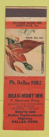 Matchbook Cover - Beau Mont Inn Dallas PA
