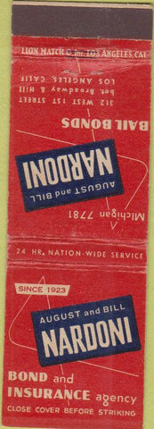 Matchbook Cover - August Bill Nardoni Los Angeles CA