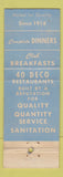 Matchbook Cover - Deco Coffee Hamburgers DD Bean WEAR