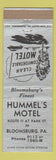 Matchbook Cover - Hummel's Motel Bloomsburg PA
