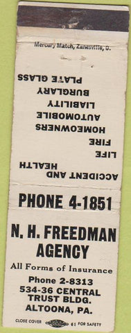 Matchbook Cover - NH Freedman Agency Altoona PA