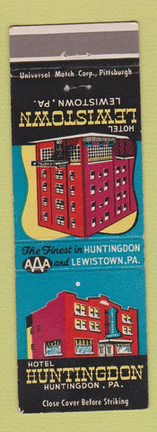 Matchbook Cover - Hotel Huntingdon PA Lewiston PA