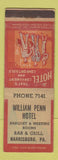 Matchbook Cover - William Penn Hotel Harrisburg PA