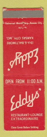 Matchbook Cover - Eddys' Restaurant Kansas City MO