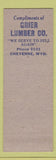 Matchbook Cover - Jas Snedaker Contractor Cheyenne WY Grier Lumber