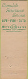 Matchbook Cover - Mutual Service Insurance Saint Paul MN