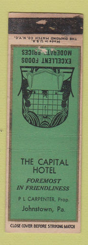 Matchbook Cover - Capital Hotel Johnstown PA WORN