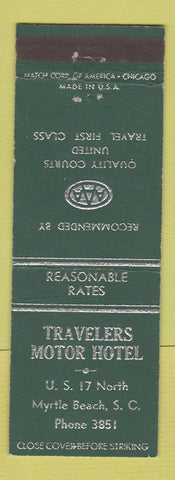 Matchbook Cover - Travelers Motor Hotel Myrtle Beach SC
