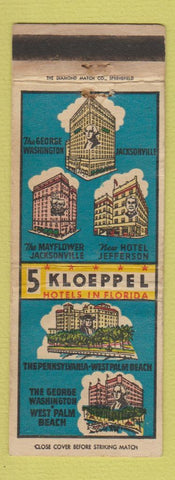 Matchbook Cover - Kloeppel Hotels West Palm Beach Jacksonville FL WEAR