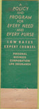 Matchbook Cover - Insurance HE Gustafson Detroit MI