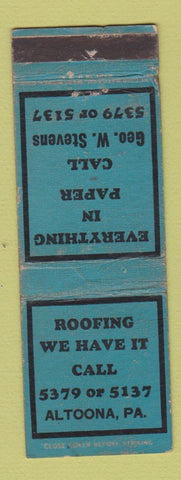 Matchbook Cover - Roofing Paper Altoona PA WEAR