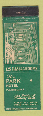 Matchbook Cover - Park Hotel Plainfield NJ