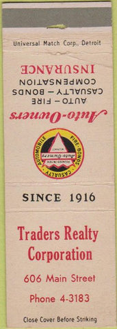 Matchbook Cover - Traders Realty Corp NO TOWN
