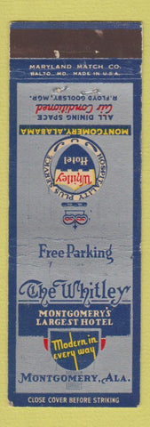 Matchbook Cover - Whitley Hotel Montgomery AL