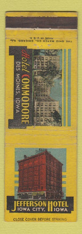 Matchbook Cover - Jefferson Hotel Iowa City IA
