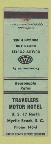 Matchbook Cover - Travelers Motor Hotel Myrtle Beach SC