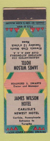 Matchbook Cover - James Wilson Hotel Carlisle PA #2