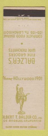 Matchbook Cover - Balzer's Grocery Wine Los Angeles CA