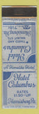 Matchbook Cover - Hotel Columbus Harrisburg PA WEAR