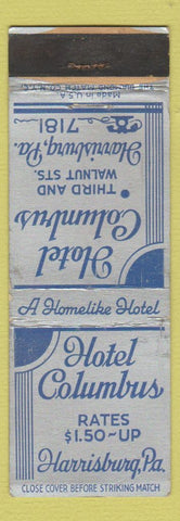 Matchbook Cover - Hotel Columbus Harrisburg PA WEAR