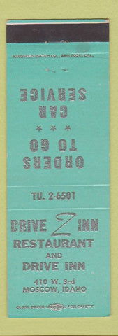 Matchbook Cover - Z Drive Inn Restaurant Moscow ID