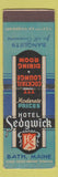 Matchbook Cover - Hotel Sedgwick Bath ME SAMPLE