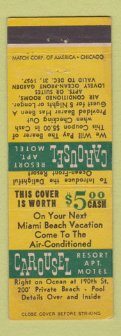 Matchbook Cover - Carousel Resort Motel Miami Beach FL