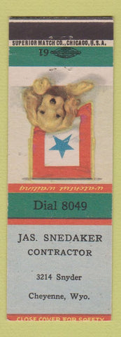 Matchbook Cover - Jas Snedaker Contractor Cheyenne WY Grier Lumber