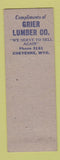 Matchbook Cover - Jas Snedaker Contractor Cheyenne WY Grier Lumber