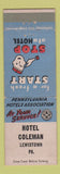 Matchbook Cover - Hotel Coleman Lewistown PA bellhop