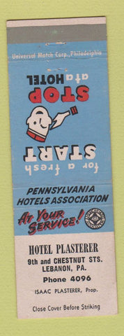 Matchbook Cover - Hotel Plasterer Lebanon PA bellhop