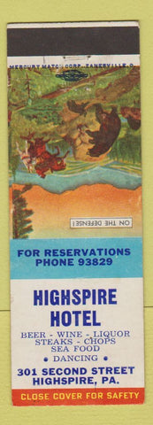 Matchbook Cover - Highspire Hotel PA