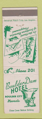 Matchbook Cover - Boulder Dam Hotel Boulder City NV low phone #