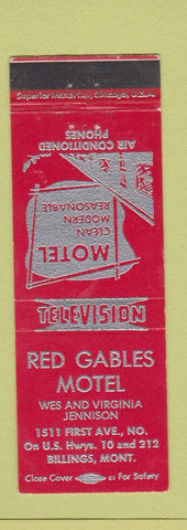 Matchbook Cover - Red Gables Motel Billings MT