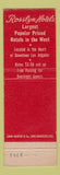 Matchbook Cover - Rosslyn Hotels Los Angeles CA