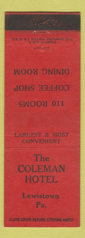 Matchbook Cover - Coleman Hotel Lewistown PA WEAR