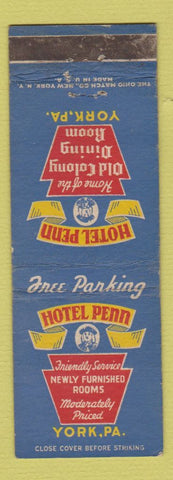 Matchbook Cover - Hotel Penn York PA
