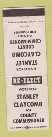 Matchbook Cover - Stanley Claycomb County Commissioner Election