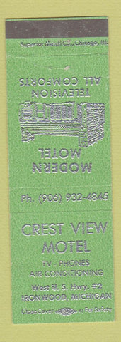 Matchbook Cover - Crest View Motel Ironwood MI