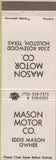 Matchbook Cover - Mason Motor Co Houston TX