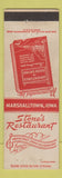 Matchbook Cover - Stone's Restaurant Marshalltown IA